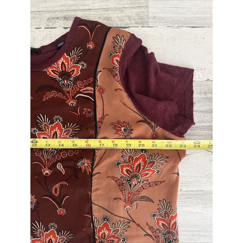 Scotch & Soda The Peaks Linen Blend Maroon Floral Paisley Print Top Size L - Picture 8 of 9